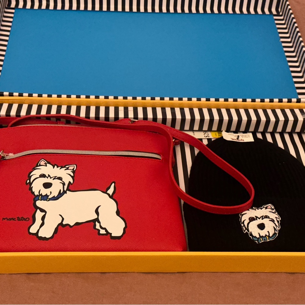 Marc Tetro Westie gift set- crossbody & beanie set NWT